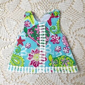 Mudpie Baby Girl 0-6 Month Colorful Turtles Swingback Summer Top